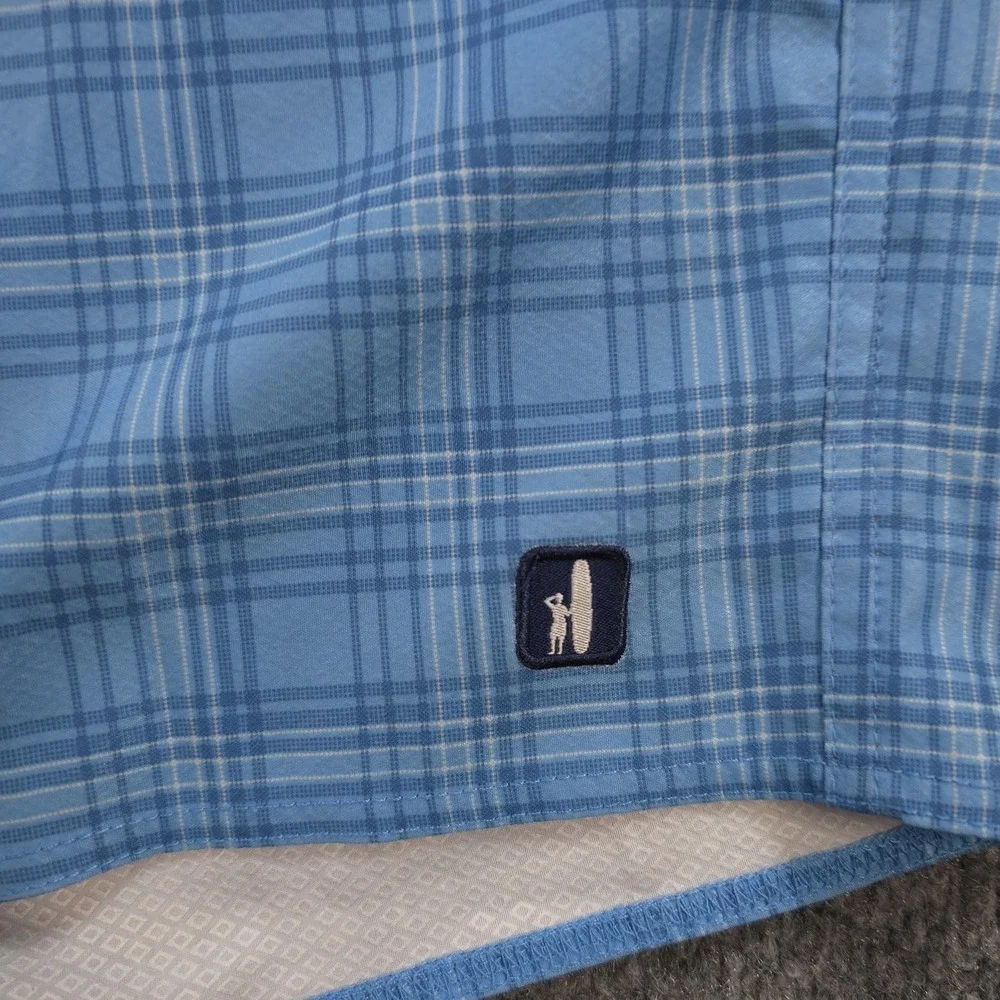 Johnnie O Shorts Mens 38 Blue Plaid Chino 10in Stretch Golf Casual Beach Summer
